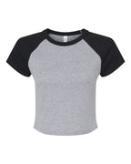 Custom Women’s Micro Rib Raglan Baby Tee | Personalized Fitted Crop Top