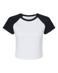 Custom Women’s Micro Rib Raglan Baby Tee | Personalized Fitted Crop Top