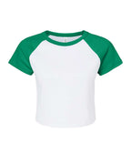Custom Women’s Micro Rib Raglan Baby Tee | Personalized Fitted Crop Top