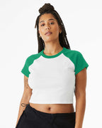 Custom Women’s Micro Rib Raglan Baby Tee | Personalized Fitted Crop Top