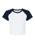 Custom Women’s Micro Rib Raglan Baby Tee | Personalized Fitted Crop Top
