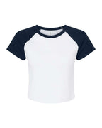 Custom Women’s Micro Rib Raglan Baby Tee | Personalized Fitted Crop Top
