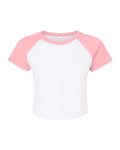 Custom Women’s Micro Rib Raglan Baby Tee | Personalized Fitted Crop Top