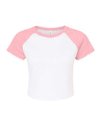 Custom Women’s Micro Rib Raglan Baby Tee | Personalized Fitted Crop Top
