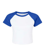Custom Women’s Micro Rib Raglan Baby Tee | Personalized Fitted Crop Top