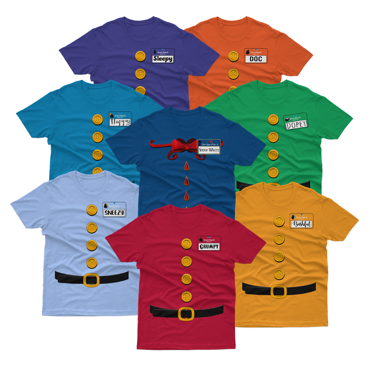 Seven Dwarf Inspired Costume Shirt | Halloween Family Matching Tee