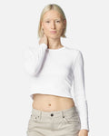 Custom Women’s Baby Rib Long Sleeve Cropped Tee | Personalized Fitted Crop Top
