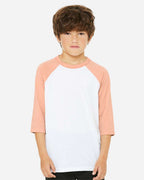 Custom Youth Unisex 3/4 Sleeve Baseball Tee | Personalized Cotton Shirt